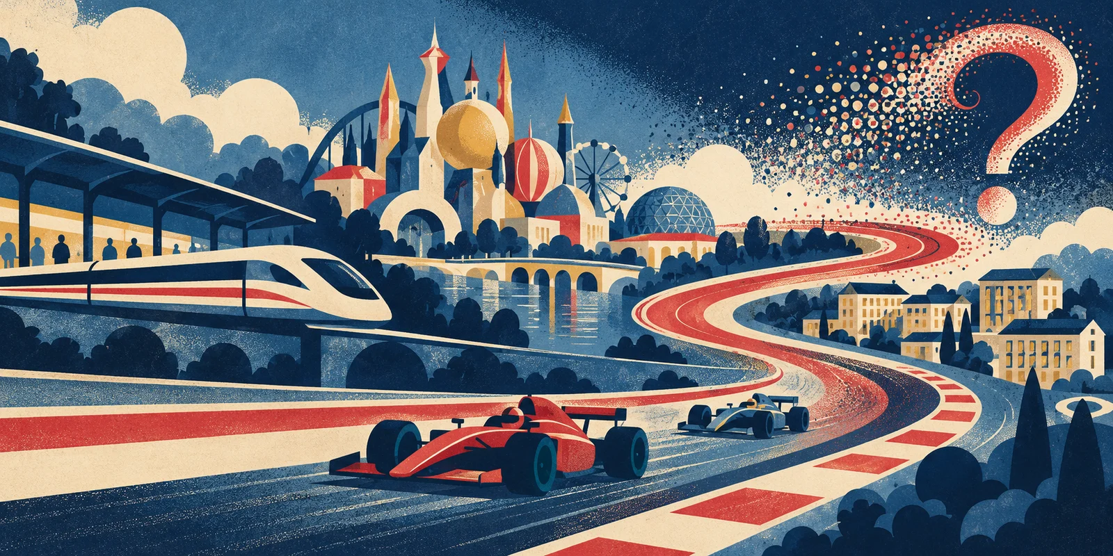KI-generierte Konzeptillustration: Ein Formel-1-Grand-Prix in Disneyland Paris? Die Idee lässt träumen, bleibt aber eine Idee. Sie zeigt keine reale Szene.