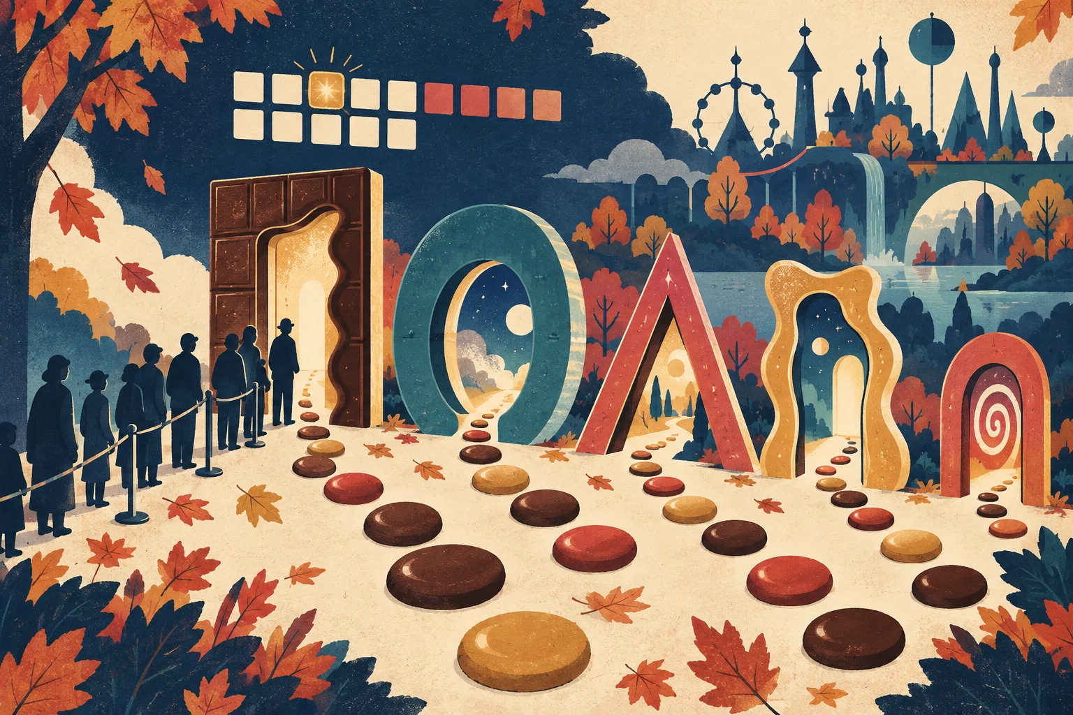 Ilustración conceptual generada por IA: Puertas Misteriosas M&M’s en Disneyland Paris en 2026: ¿cuándo y cómo pueden participar los visitantes?. No representa una escena real.